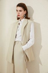Beige Loose Fit Vest and Pants Two Piece Set - FashionByTeresa